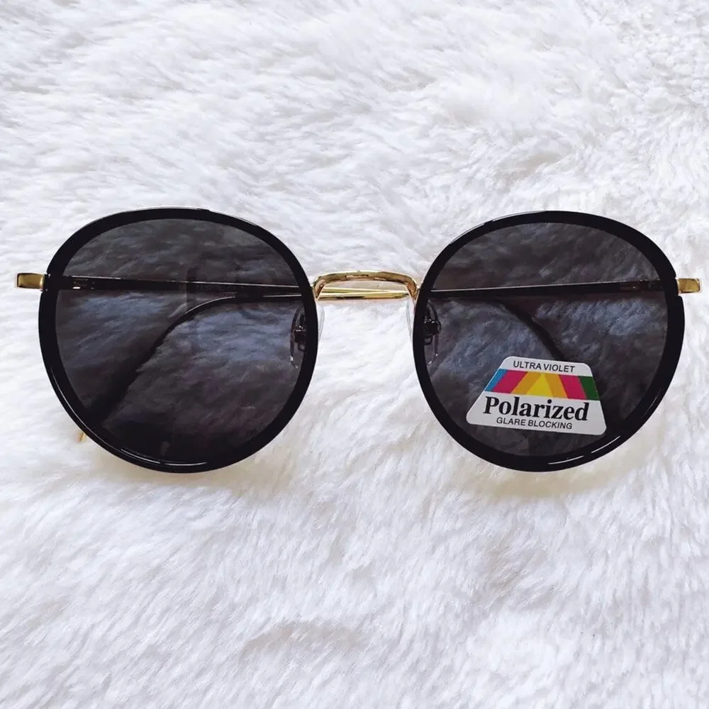 Dean Black w/ Gold Rim Round Sunglasses